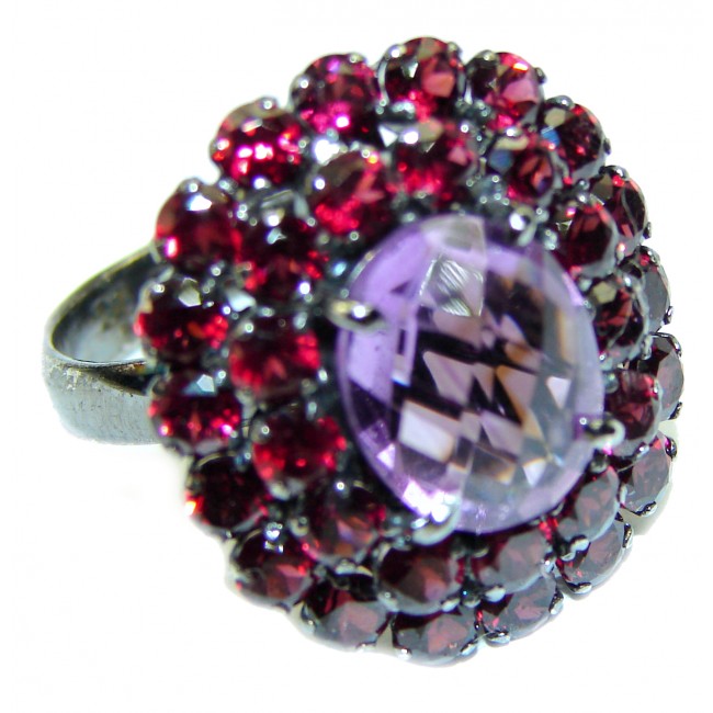 Incredible 15.7carat African Amethyst .925 Sterling Silver handcrafted ring size 6 3/4