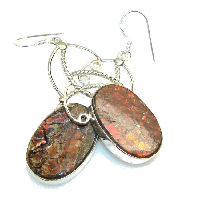 Gorgeous Red Ammolite Sterling Silver earrings