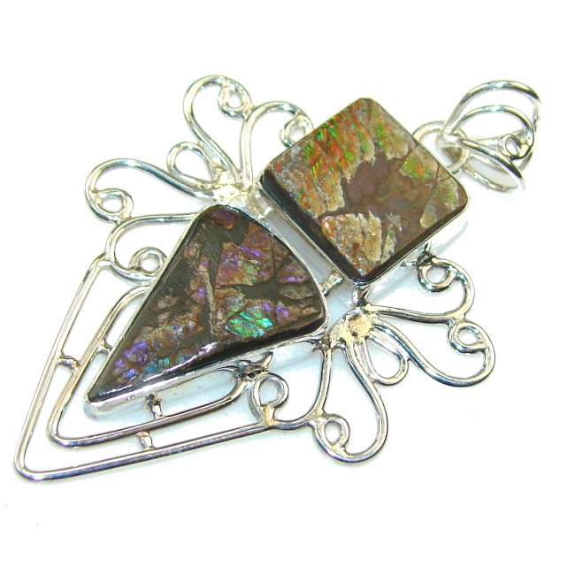 Beautiful Multicolor Ammolite Sterling Silver Pendant