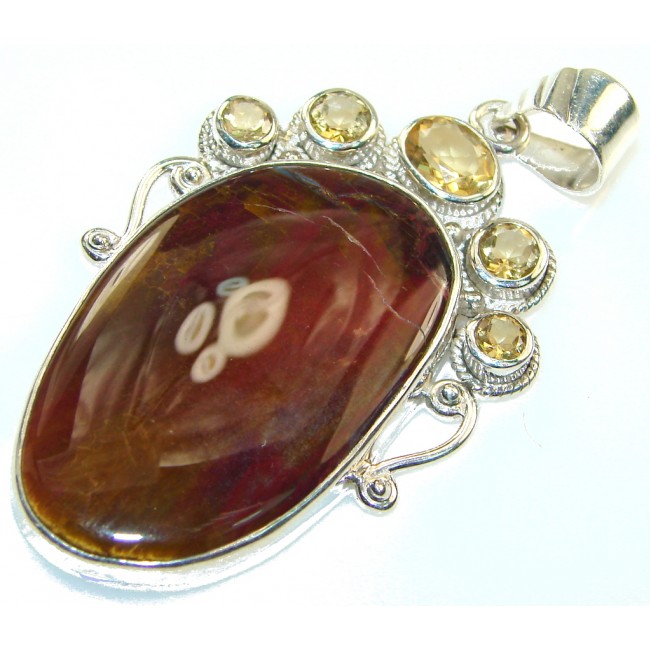Stylish Brown Agate Sterling Silver Pendant