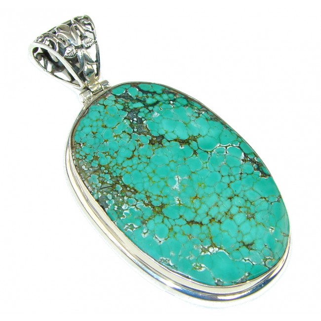 Large! Corrico Lake Green Turquoise Sterling Silver Pendant ...