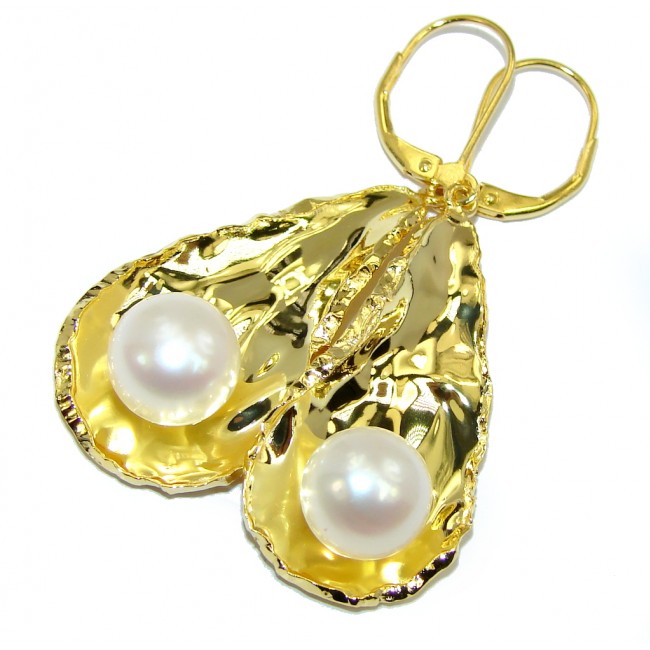 Stunning AAA Fresh Water Pearl Gold Plated over Sterling Silver earrings