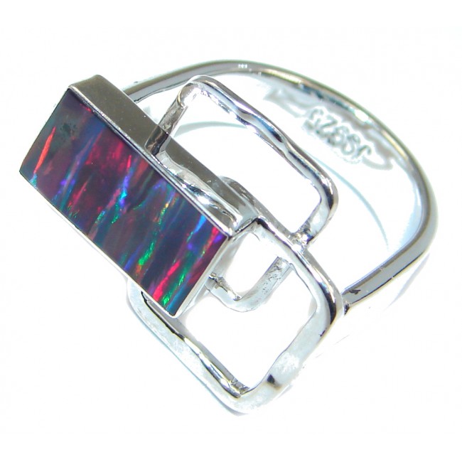 Modern Beauty created Opal Sterling Silver ring s. 6 - model #2-gru-16-46