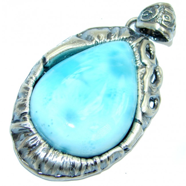 Genuine Blue Larimar Sterling Silver handmade Pendant - model #14-gru-16-12