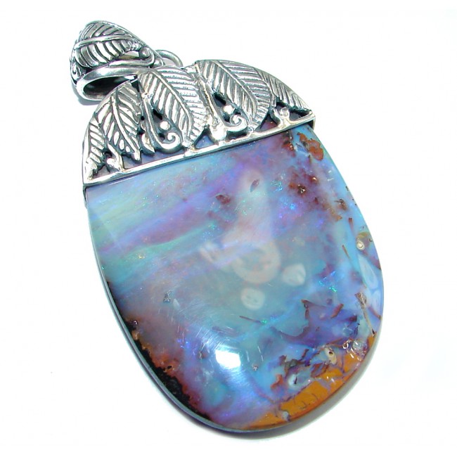 Beautiful Natural Australian Boulder Opal Sterling Silver handmade Pendant