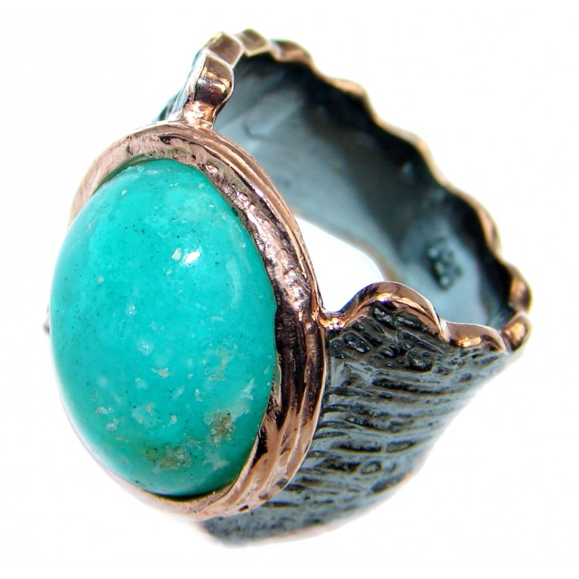 Always Together Blue Larimar Chrysophrase Gold Rhodium plated over Sterling Silver Ring s. 6 3/4