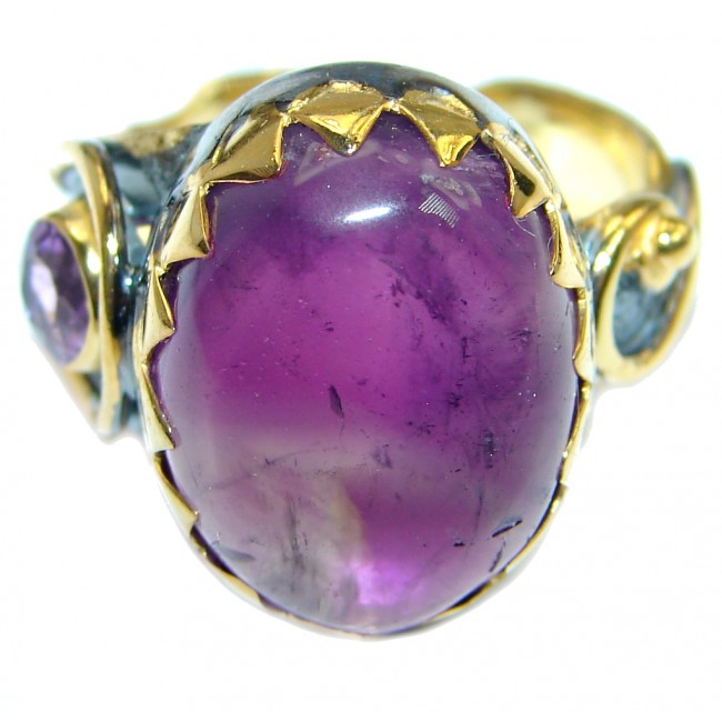 Vintage Style Large Amethyst Gold plated over Sterling Silver ring; s. 8