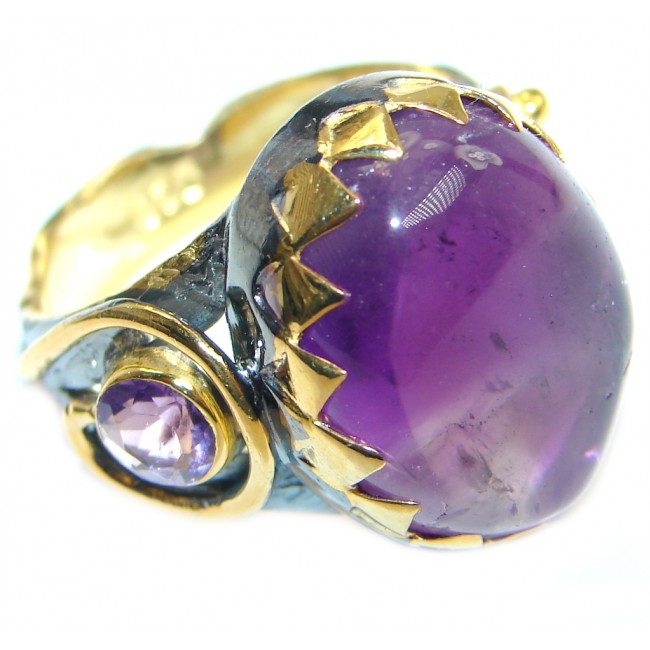 Vintage Style Large Amethyst Gold plated over Sterling Silver ring; s. 8