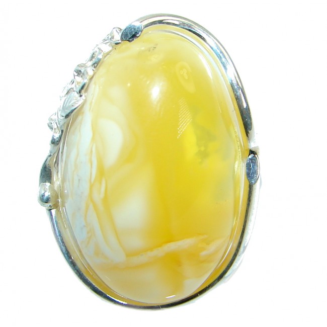 Genuine Butterscoth Baltic Polish Amber Sterling Silver handmade Ring size 8