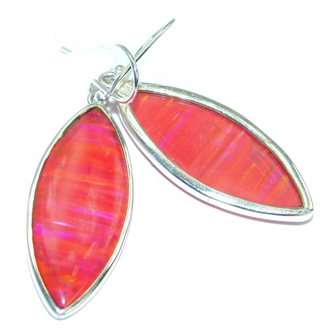 Luxury Lab. Japanese Fire Opal .925 Sterling Silver handmade earrings