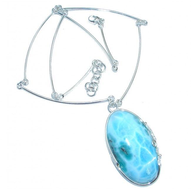 One of the kind Nature inspired Sublime Larimar .925 Sterling Silver handmade necklace