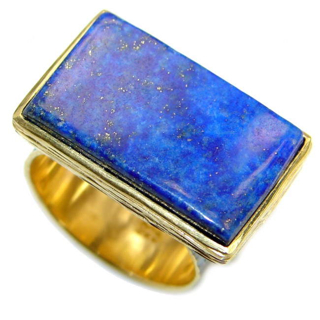 Genuine Lapis Lazuli .925 Sterling Silver handmade Ring size 7 adjustable