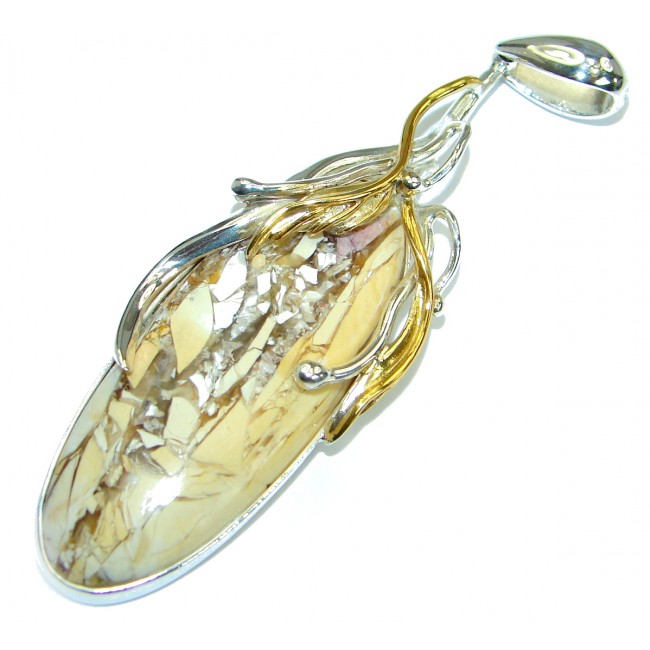 Aura Of Beauty Australian Bracciated Mookaite Jasper 18K Gold .925 Sterling Silver handcrafted pendant