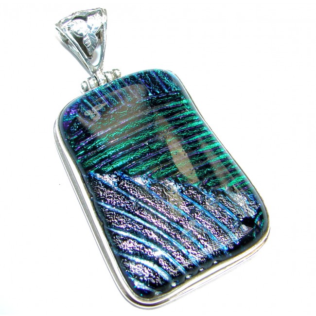 Mexican Dichroic Glass .925 Sterling Silver handmade Pendant