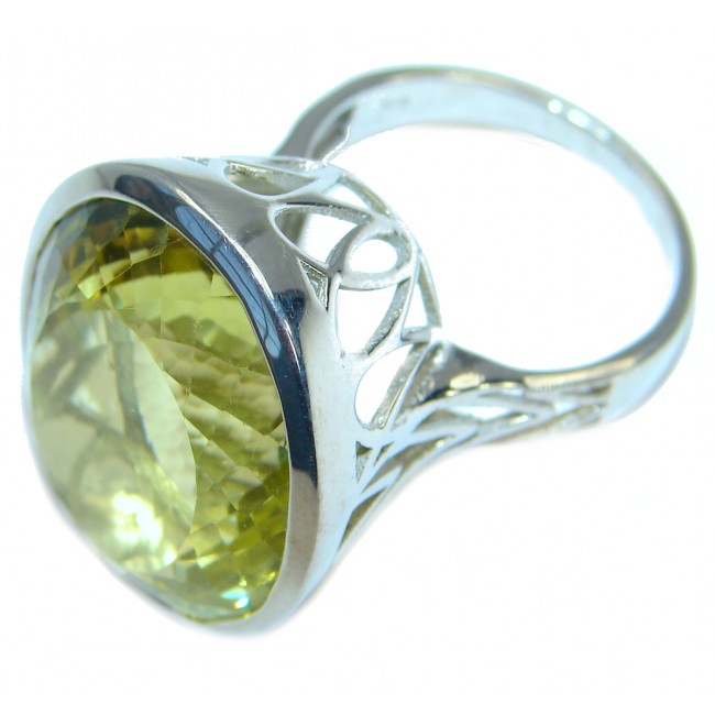 Gallery Piece 85ct. Natural Lemon Quartz .925 Sterling Silver ring s. 8 1/4