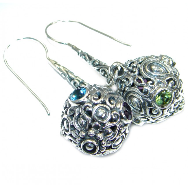 Impressive Bali Dream Multigem .925 Sterling Silver handmade earrings