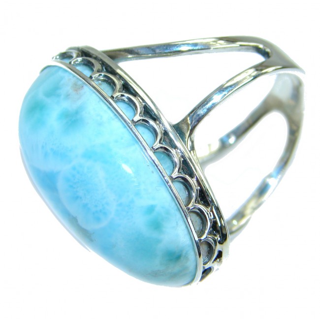 Bold Natural Larimar .925 Sterling Silver handcrafted Ring s. 6