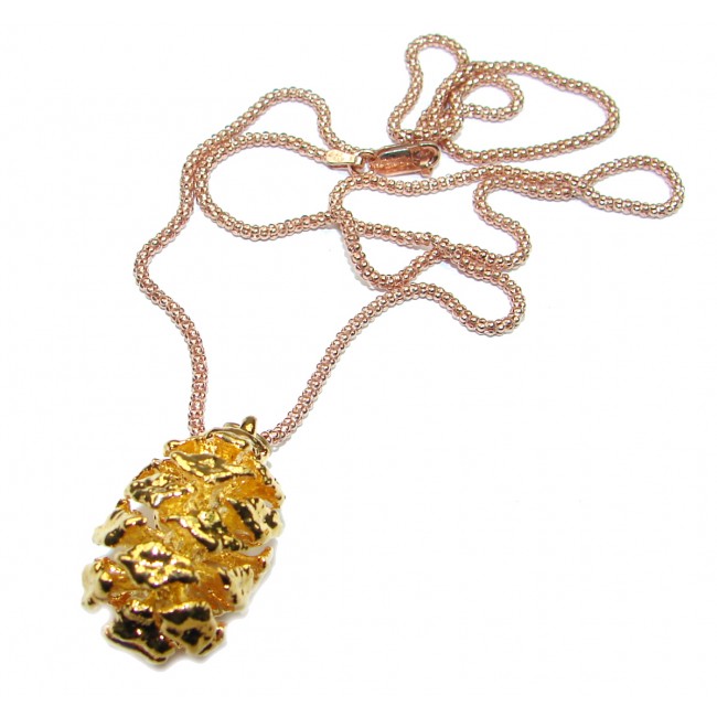 Real Pine Cone Deep In Gold .925 Sterling Silver 22 inches necklace