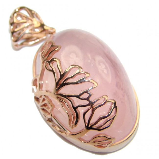 Perfection Rose Quartz 105ct Rose Gold over .925 Sterling Silver handcrafted Pendant