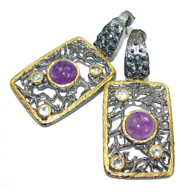 Stunning Tanzanite 18K Gold over .925 Sterling Silver handmade earrings