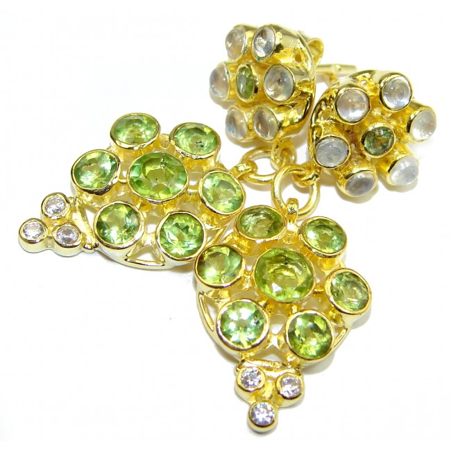 Rich Design Peridot Gold over .925 Sterling Silver handcrafted earrings
