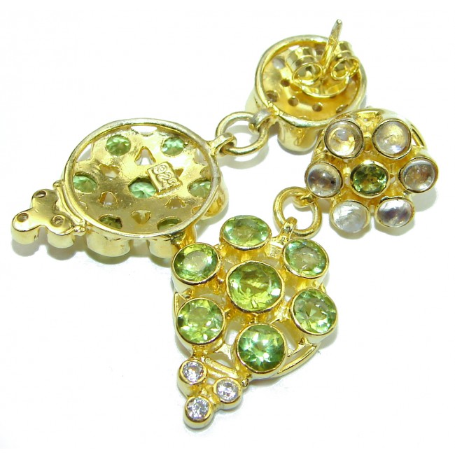 Rich Design Peridot Gold over .925 Sterling Silver handcrafted earrings