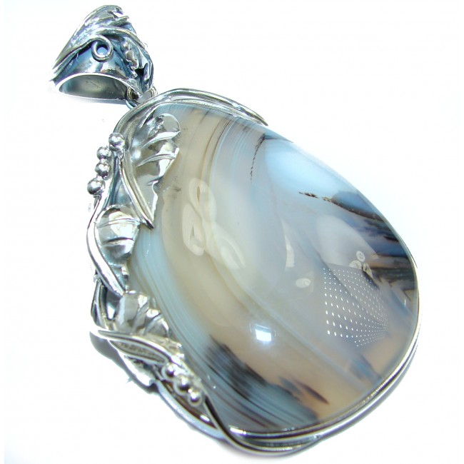 Huge BOTSWANA Agate .925 Sterling Silver handcrafted Pendant