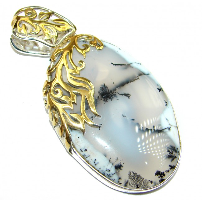 Perfect quality Dendritic Agate 14ct Gold over .925 Sterling Silver handmade Pendant