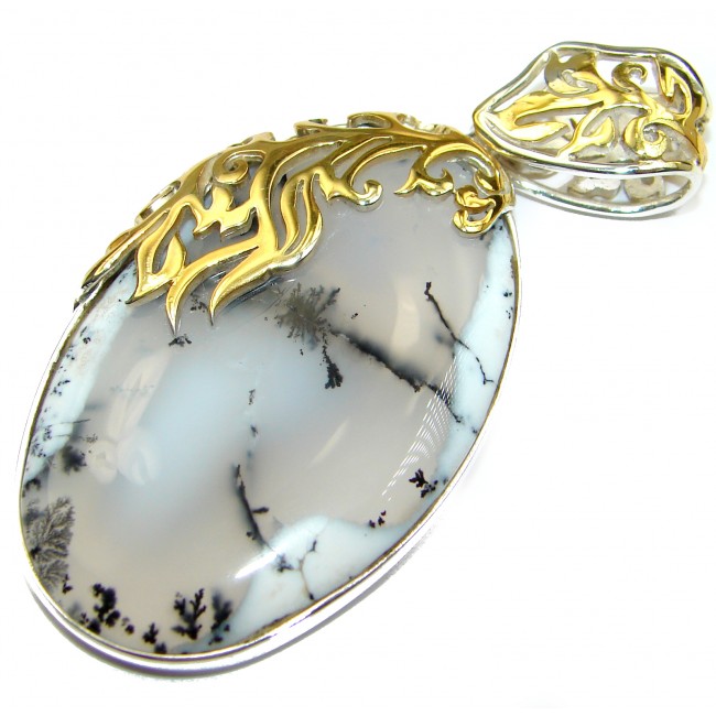 Perfect quality Dendritic Agate 14ct Gold over .925 Sterling Silver handmade Pendant
