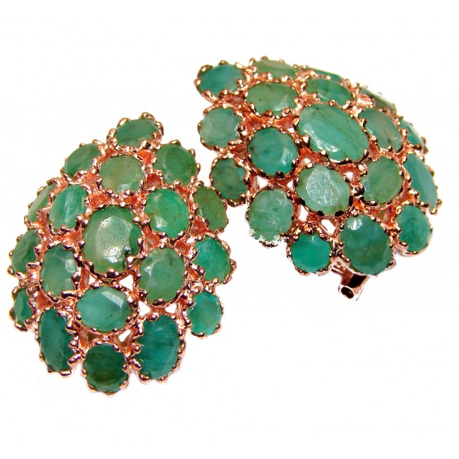 Spectacular genuine Emerald Rose Gold over .925 Sterling Silver handcrafted earrings