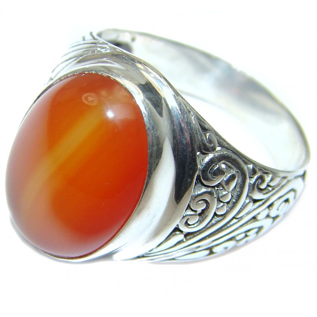 Simple Orange Carnelian Sterling Silver ring s. 8 3/4