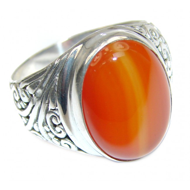 Simple Orange Carnelian Sterling Silver ring s. 8 3/4