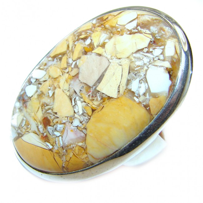 Flawless Australian Bracciated Mookaite .925 Sterling Silver Ring size 8