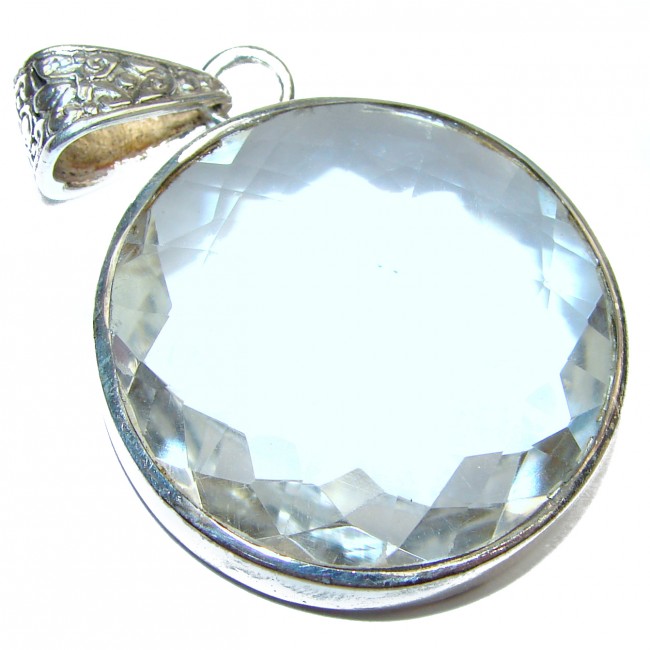Large Vintage Design White Topaz .925 Sterling Silver pendant