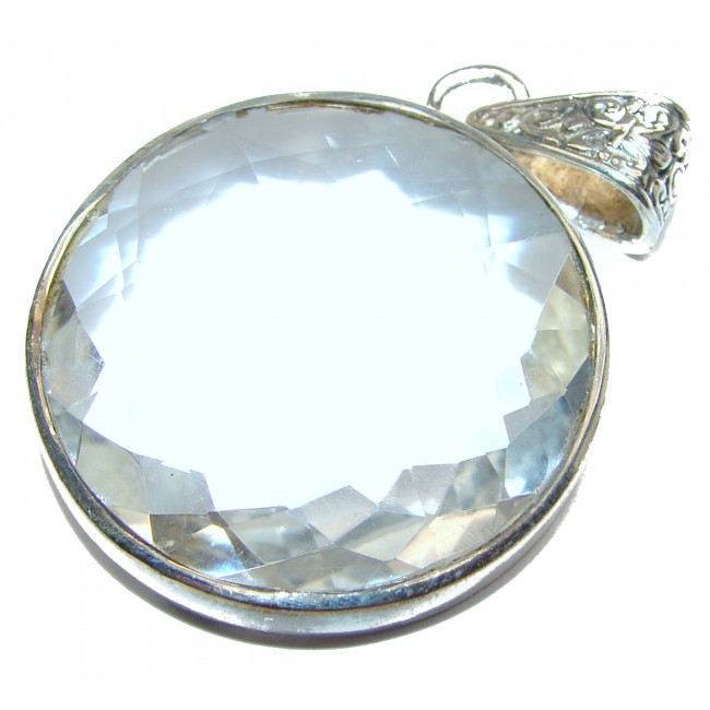 Large Vintage Design White Topaz .925 Sterling Silver pendant