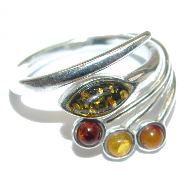 Genuine Baltic Amber .925 Sterling Silver handmade Ring size 8