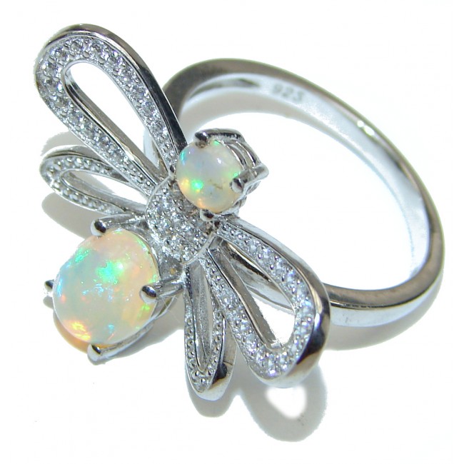 Fancy Ethiopian Opal .925 Sterling Silver handcrafted ring size 7