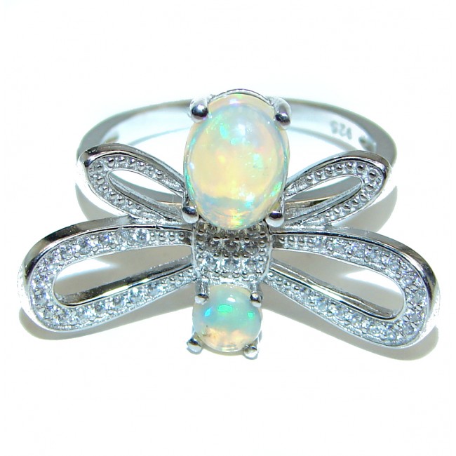Fancy Ethiopian Opal .925 Sterling Silver handcrafted ring size 7