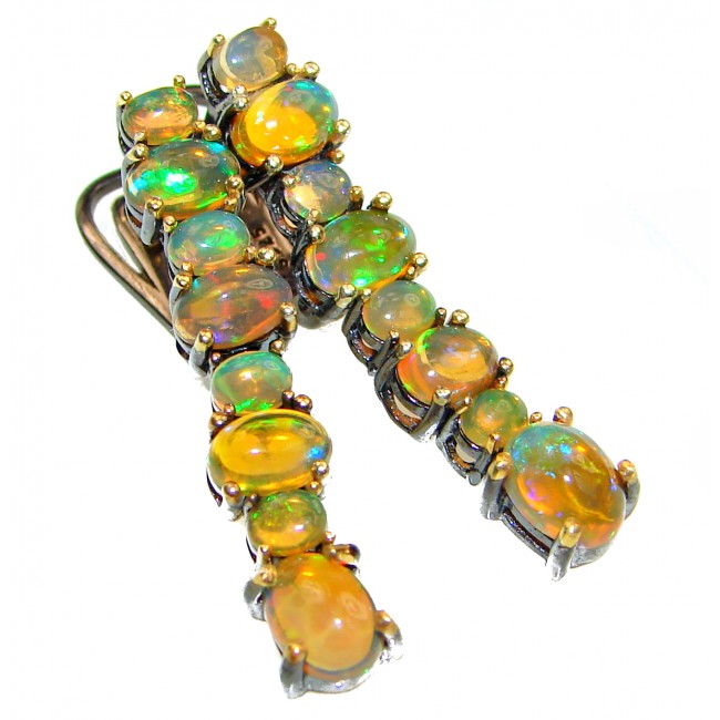 Dazzling natural Mexican Precious Fire Opal .925 handcrafted earrings
