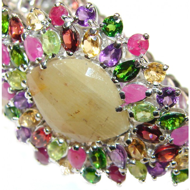 One of the kind yellow Sapphire .925 Sterling Silver handmade bangle Bracelet
