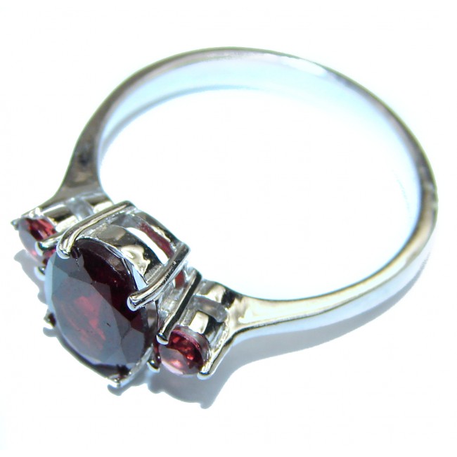 Genuine Garnet .925 Sterling Silver handcrafted Statement Ring size 8