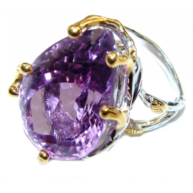 Massive 85ctw authentic Amethyst 18K Gold over .925 Sterling Silver Ring size 7