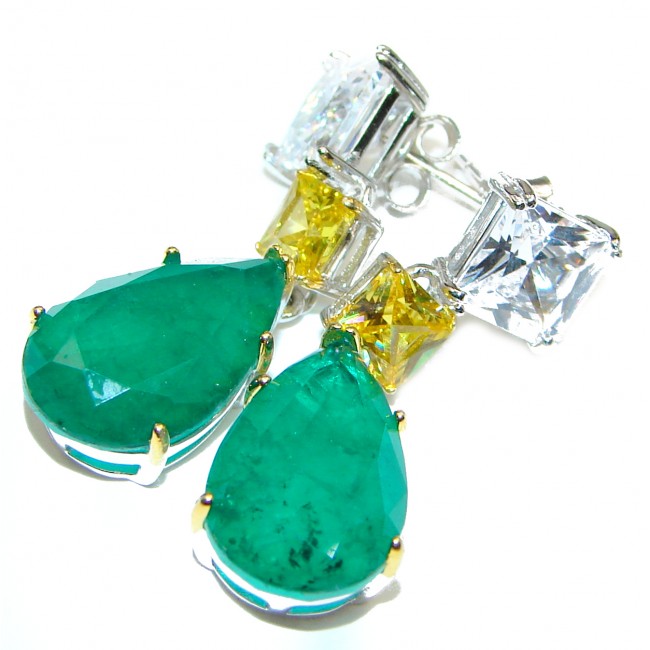 Incredible Authentic Emerald .925 Sterling Silver handmade earrings
