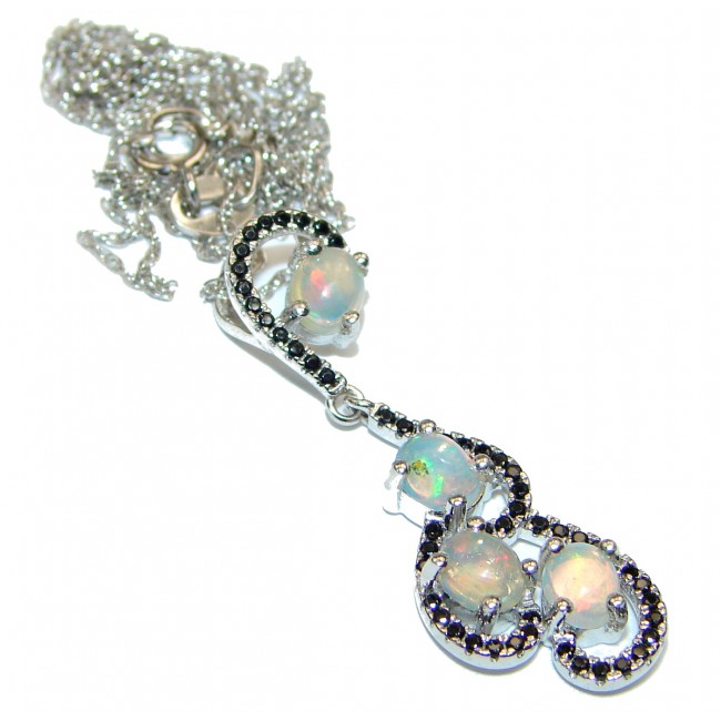 Awesome Natural Ethiopian Opal Sapphire .925 Sterling Silver Necklace