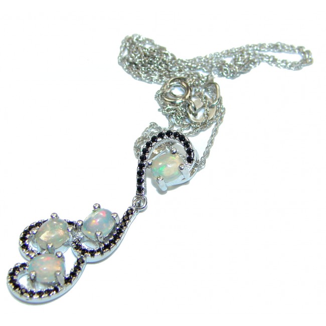 Awesome Natural Ethiopian Opal Sapphire .925 Sterling Silver Necklace
