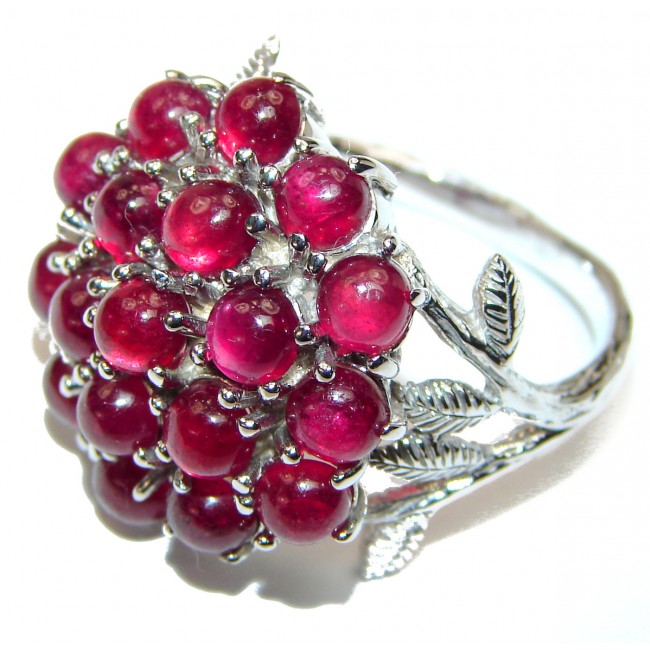 Dazzling natural Red Ruby & .925 Sterling Silver handcrafted ring size 8 1/4