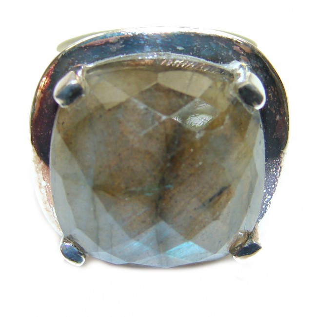 Mesmerizing faceted Fire Labradorite .925 Sterling Silver Bali handmade ring size 8