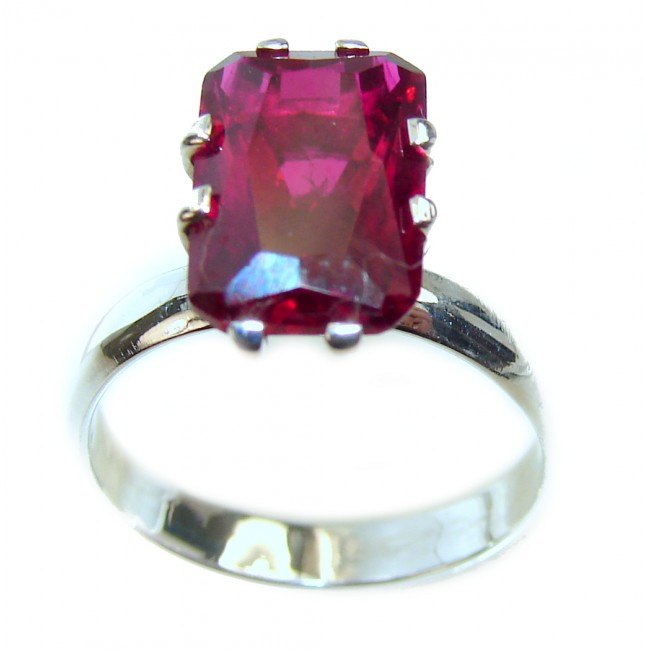 Precious Red Topaz .925 Sterling Silver Statement HUGE Ring s. 6 1/4