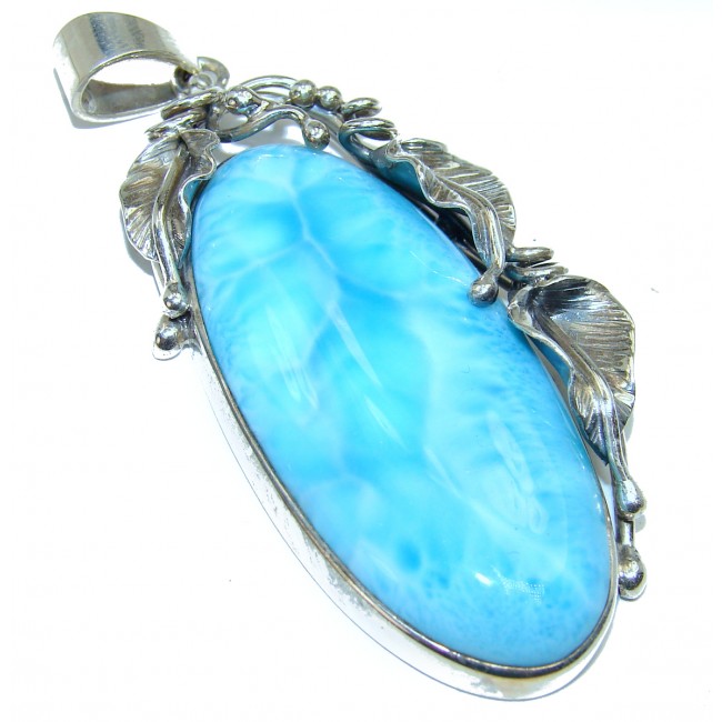 Vintage Style Larimar from Dominican Republic .925 Sterling Silver handmade pendant