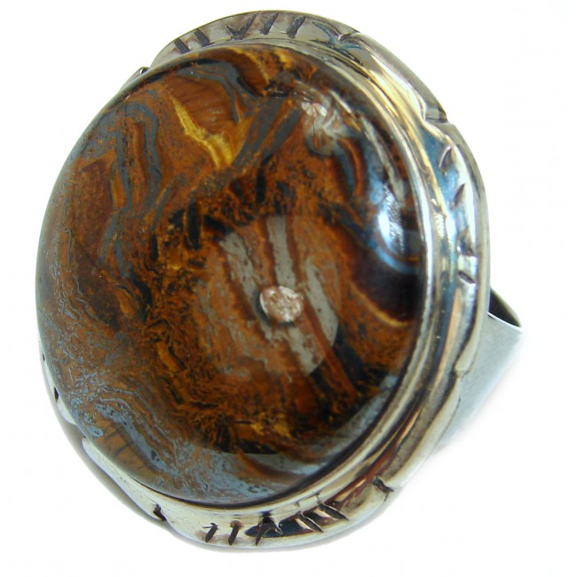 Bold Silky Golden Tigers Eye .925 Sterling Silver handmade ring s. 7 1/4